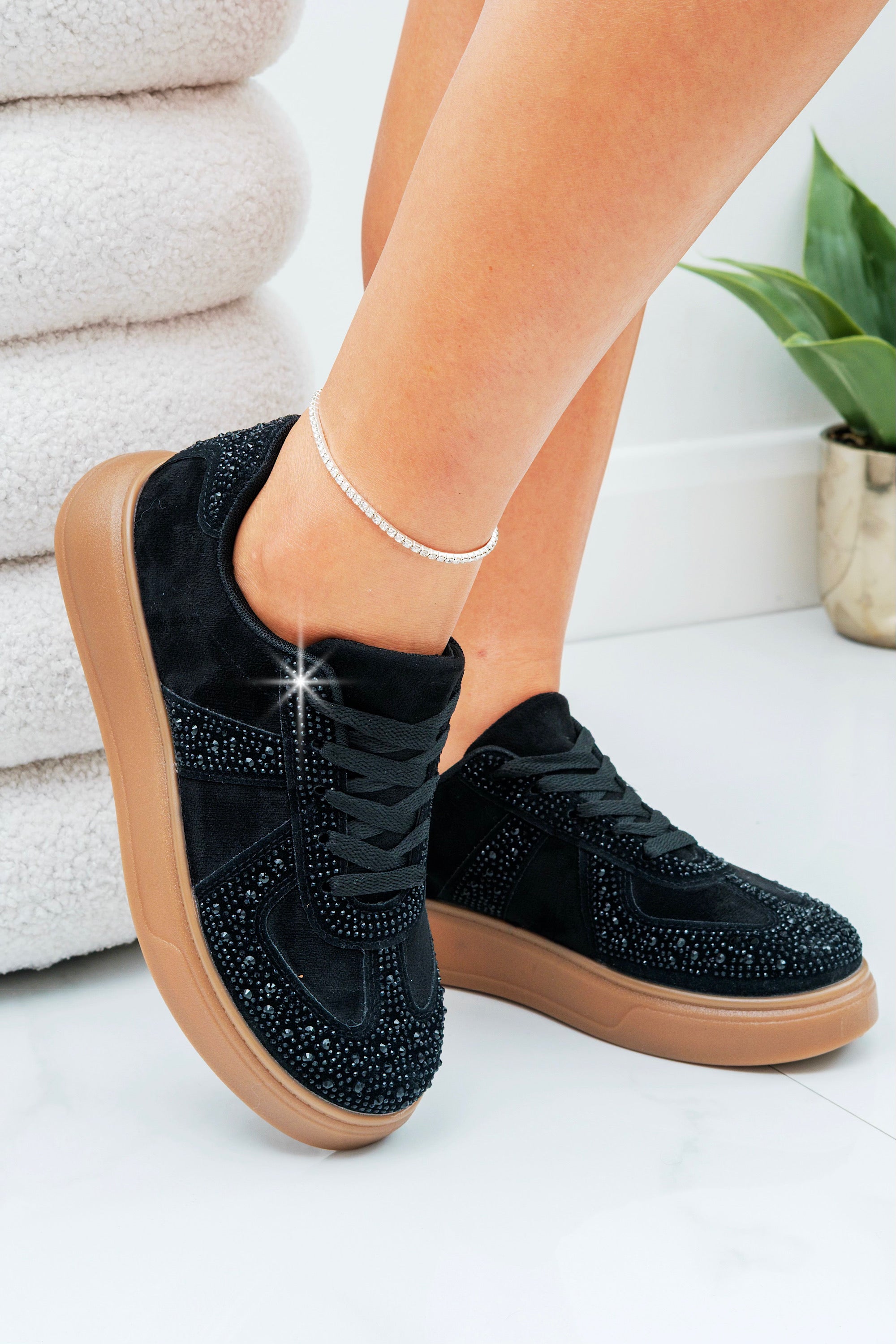 Crystal Sprinkle Dash Trainers Black