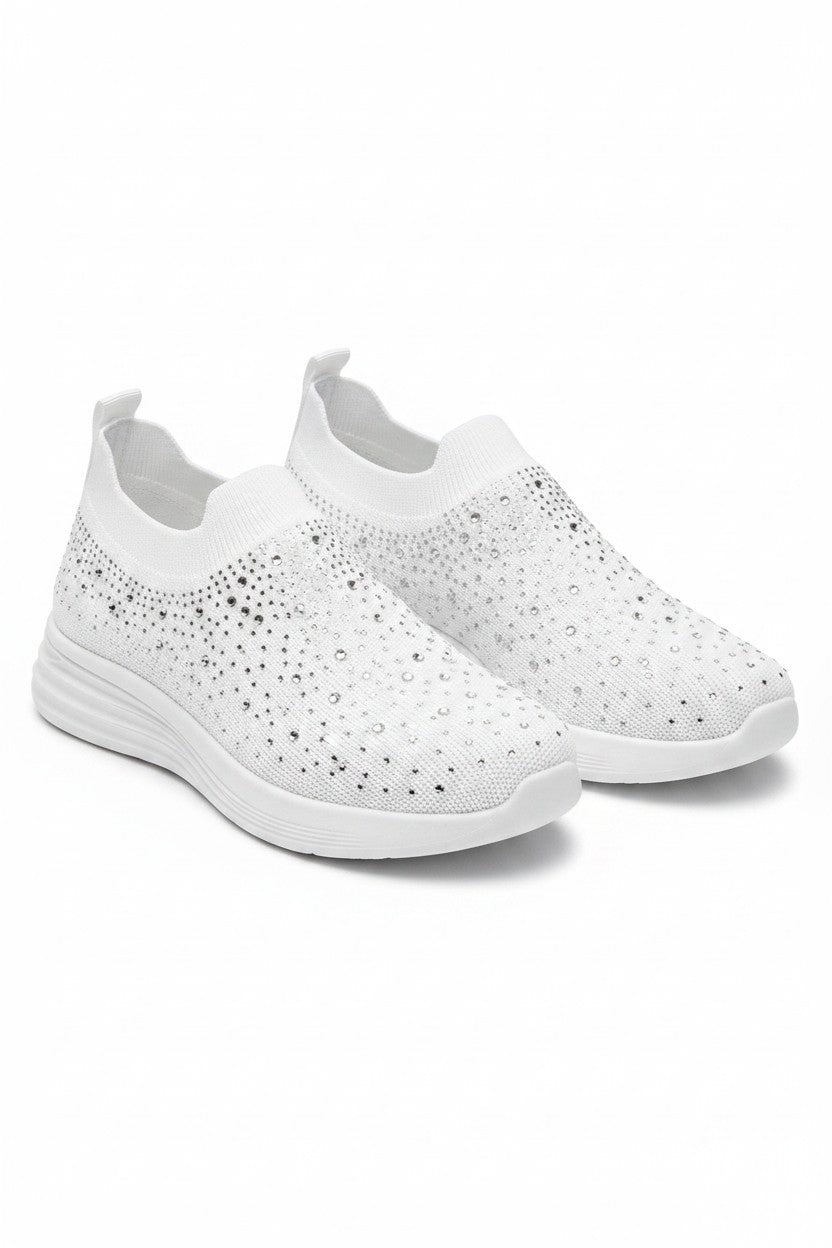 Crystal Rainbow Drop Stretch Sock Trainers White