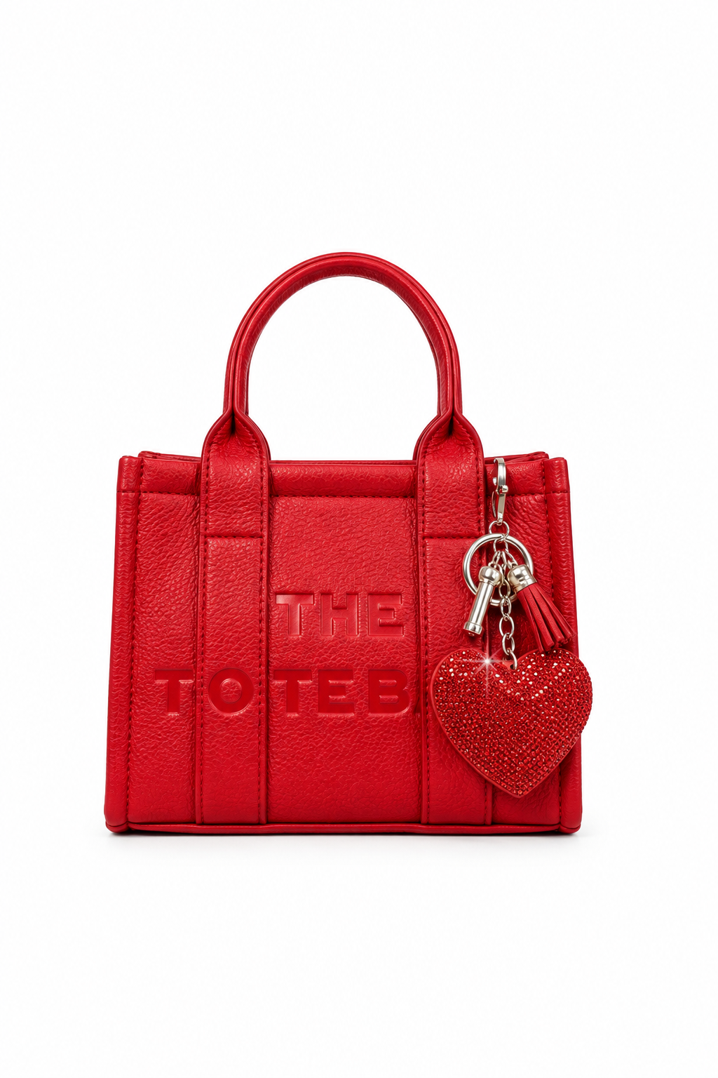 Faux Leather Mini Tote Bag Red & Padded Heart Keyring Red Limited Edition Valentines&