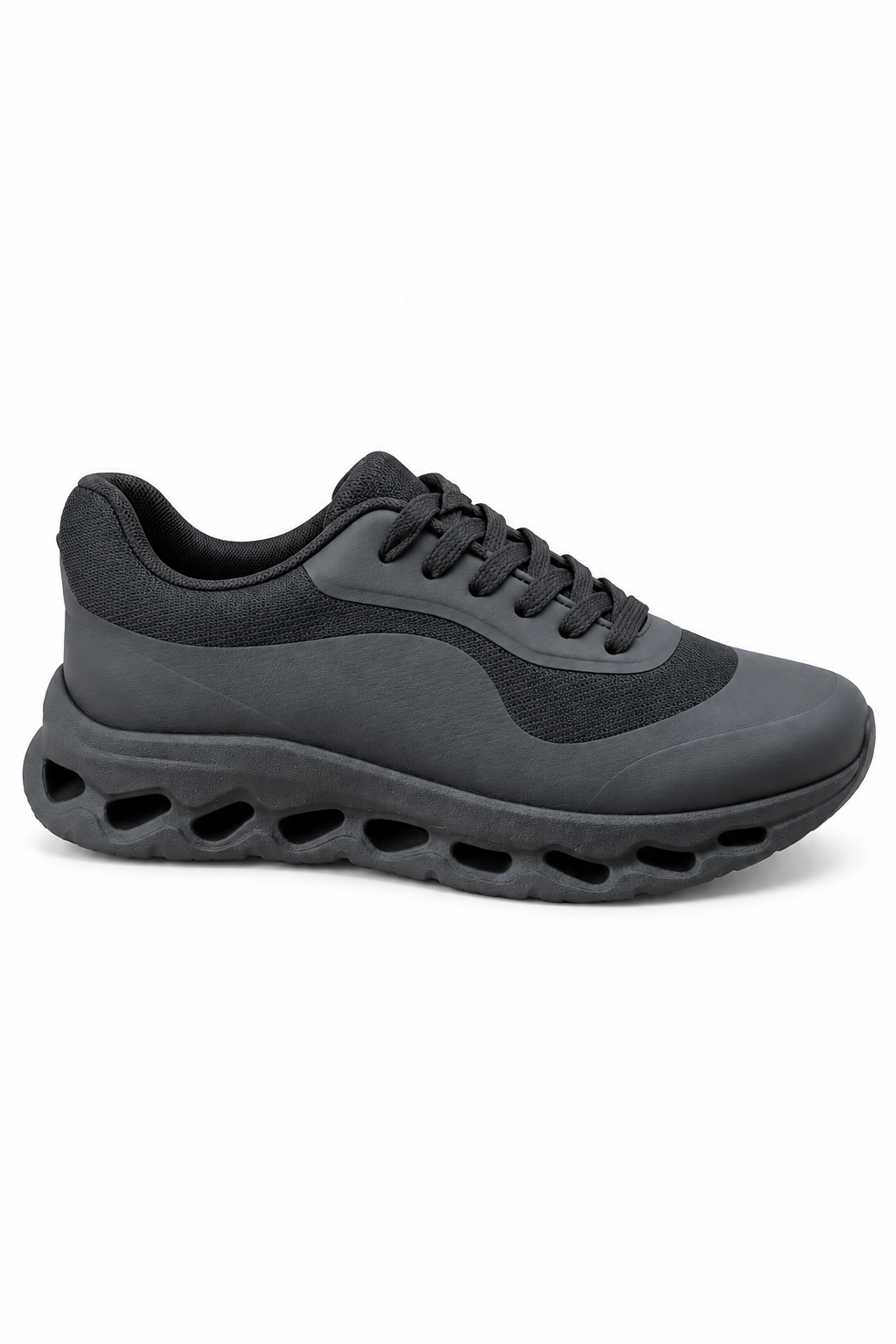 Rhea Mesh Panel Chunky Air Sole Sporty Lace Up Trainers Black