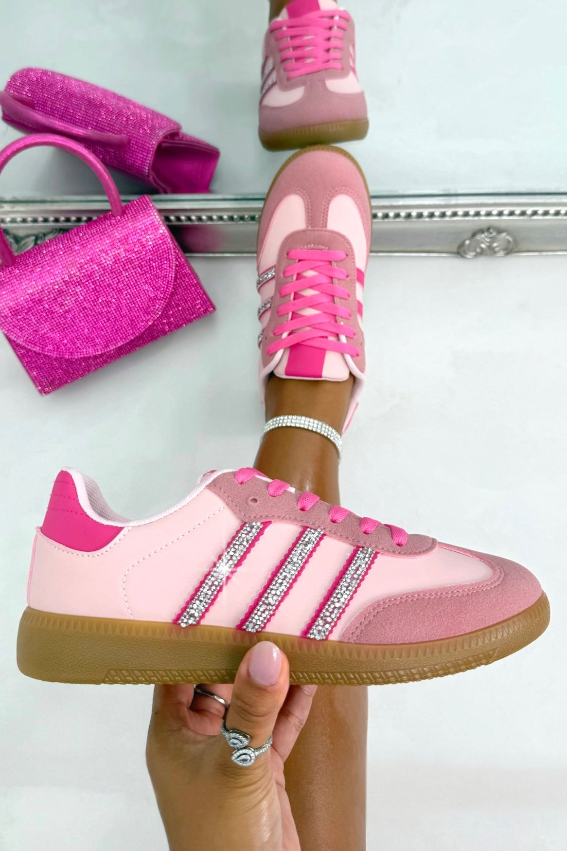 Crystal Stripe Simba Trainers Limited Edition Hot Pink