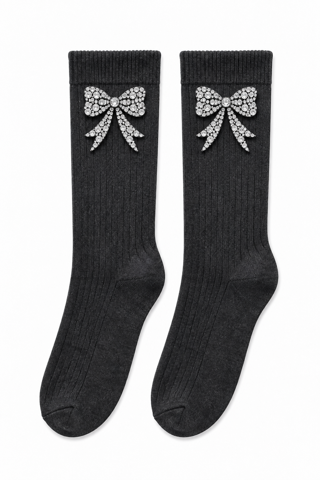 Sparkly Bow Socks Grey