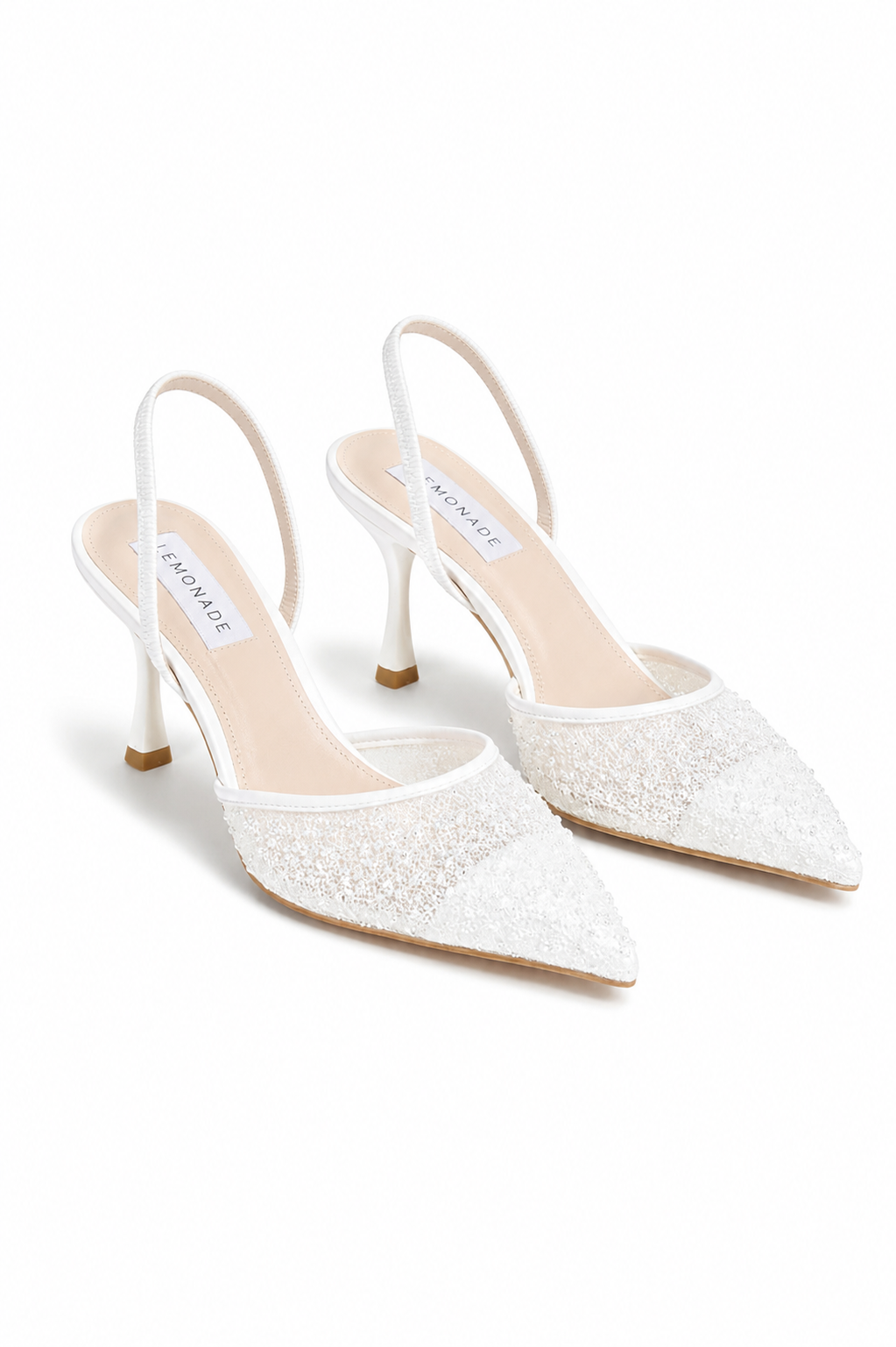Sparkly Celestial Chic Slingback Heels White
