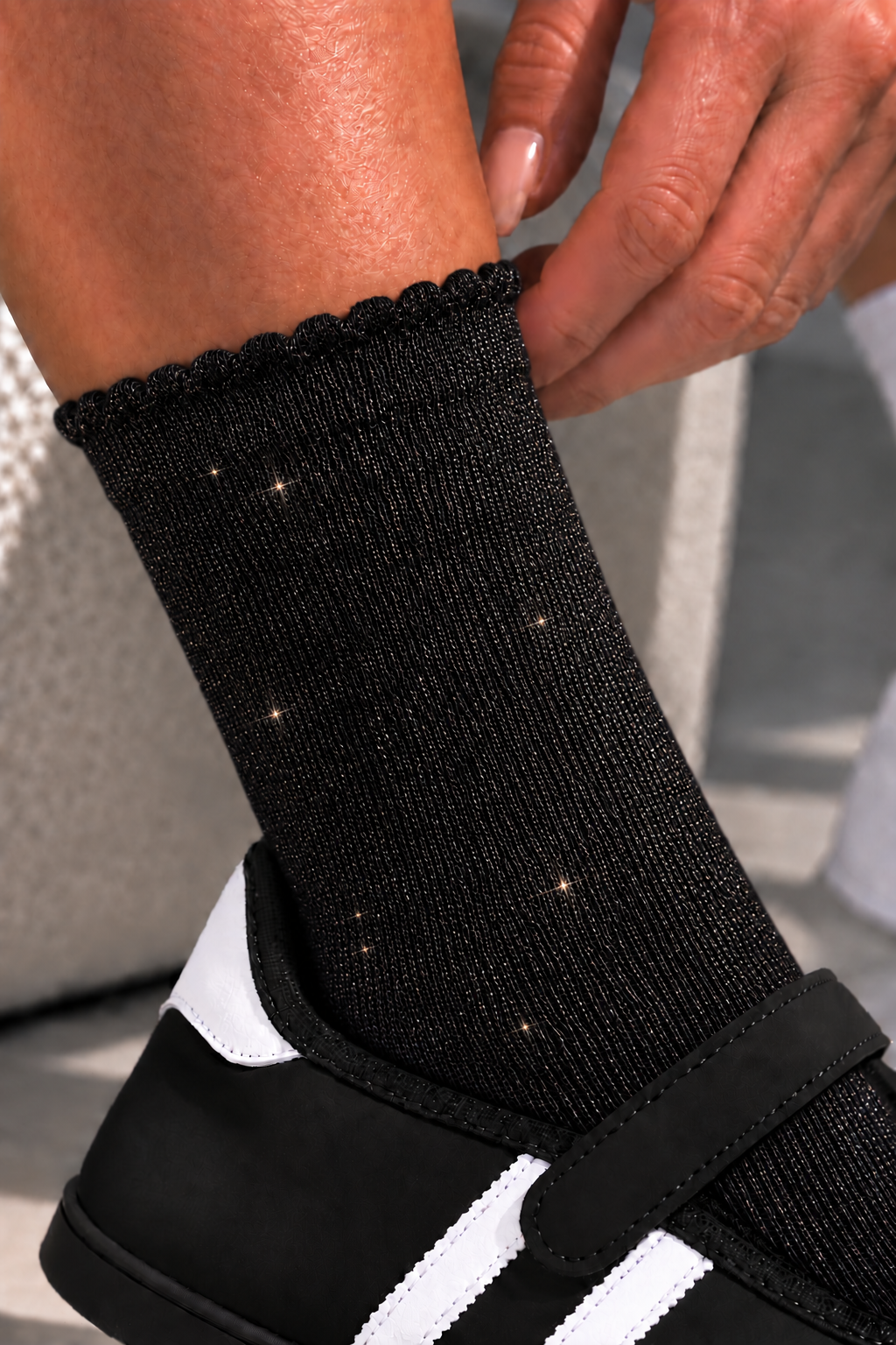 Sparkly Glitter Cotton Soft Socks Black