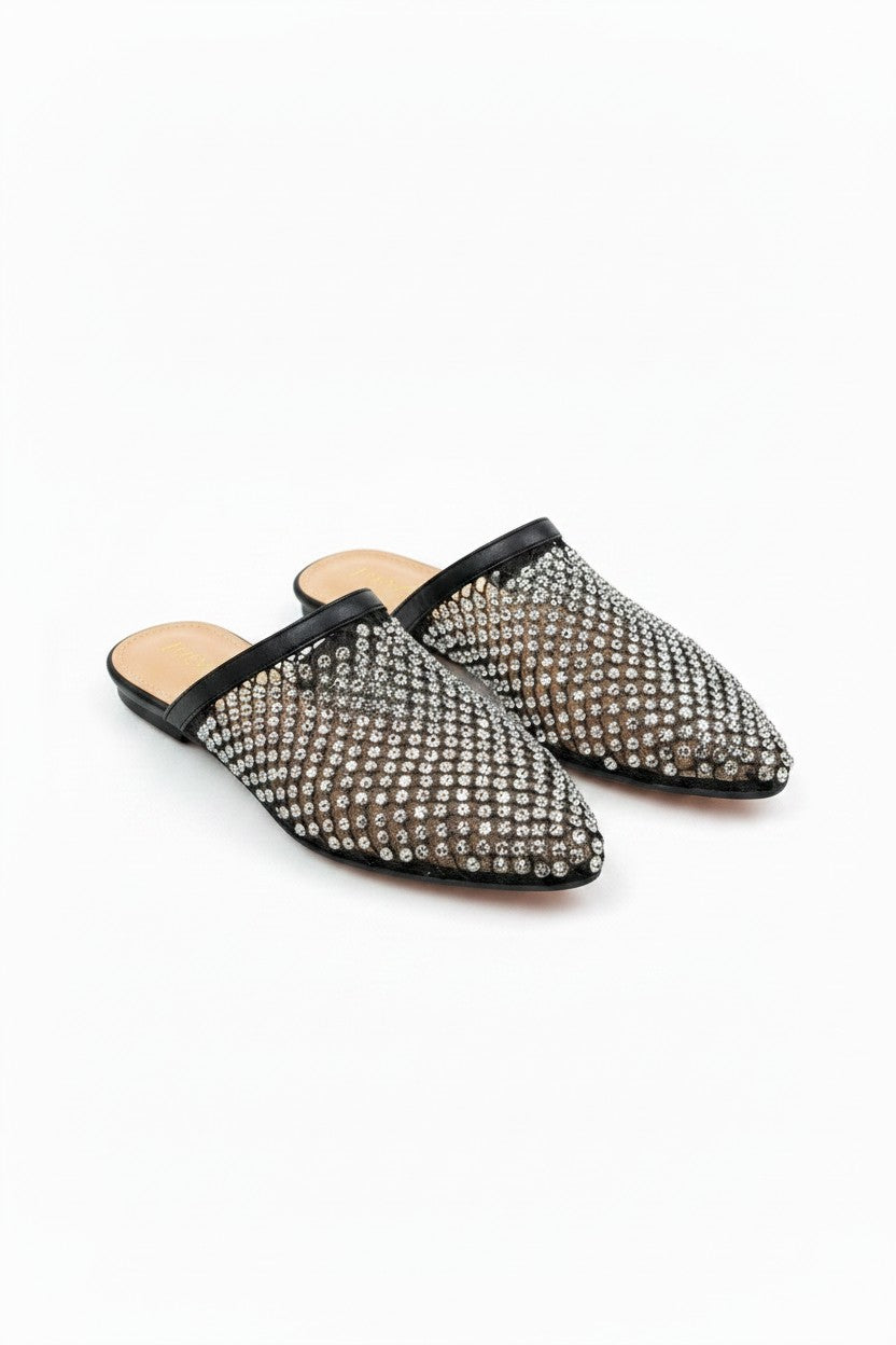 Sparkly Prism Glow Mule Sliders Limited Edition Black