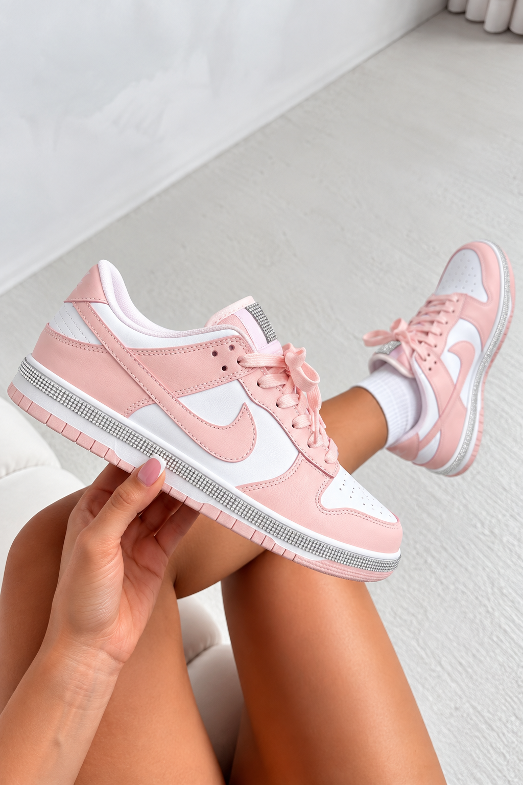 Crystal Trim Sporty Trainers Slimline Edition Candy Pink