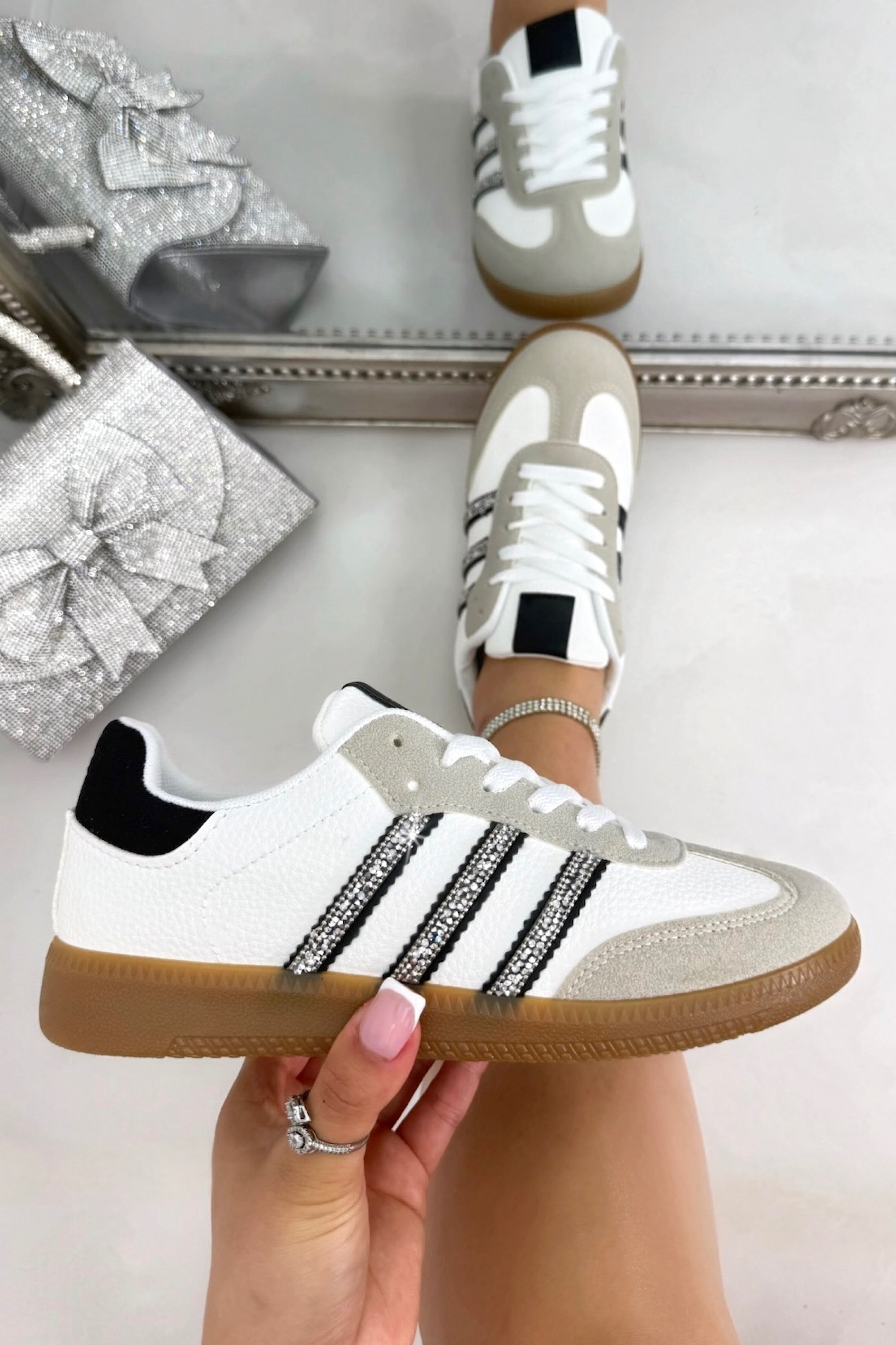 Crystal Stripe Simba Trainers Limited Edition White finished with limited edition design for a unique, standout finish
