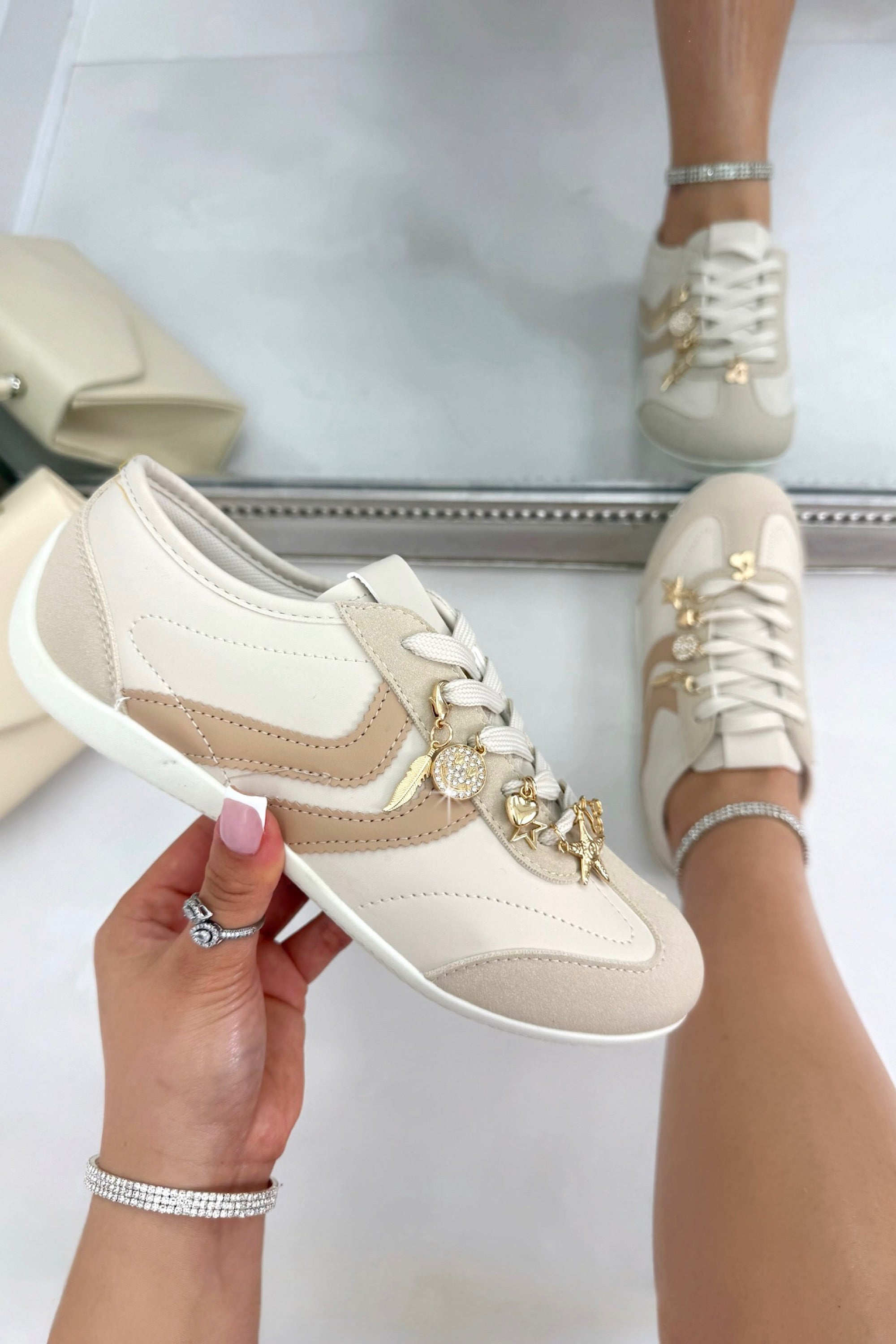 Sparkly Charm Horizon Trainers Nude, shown from another angle