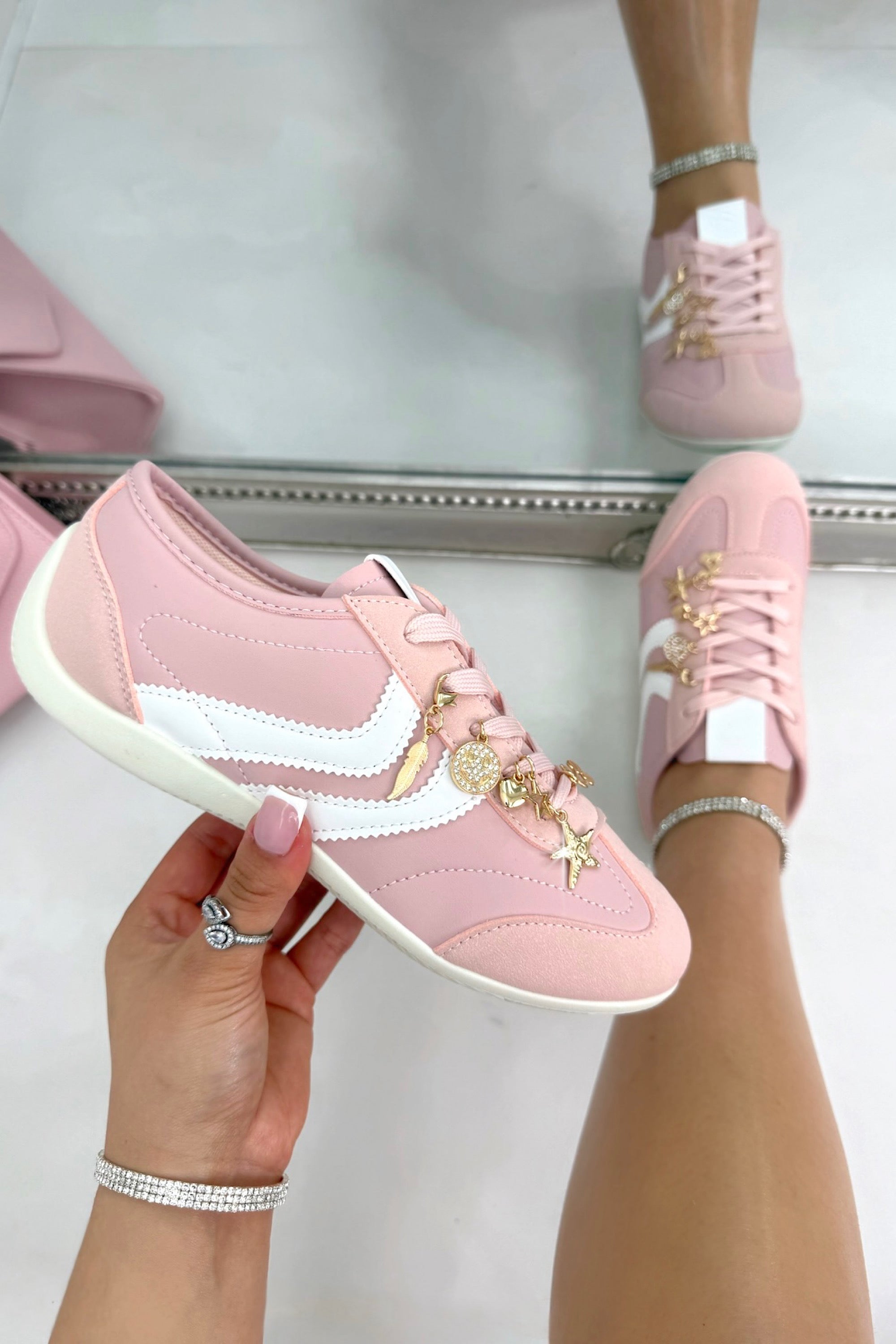 Sparkly Charm Horizon Trainers Pink, shown from another angle
