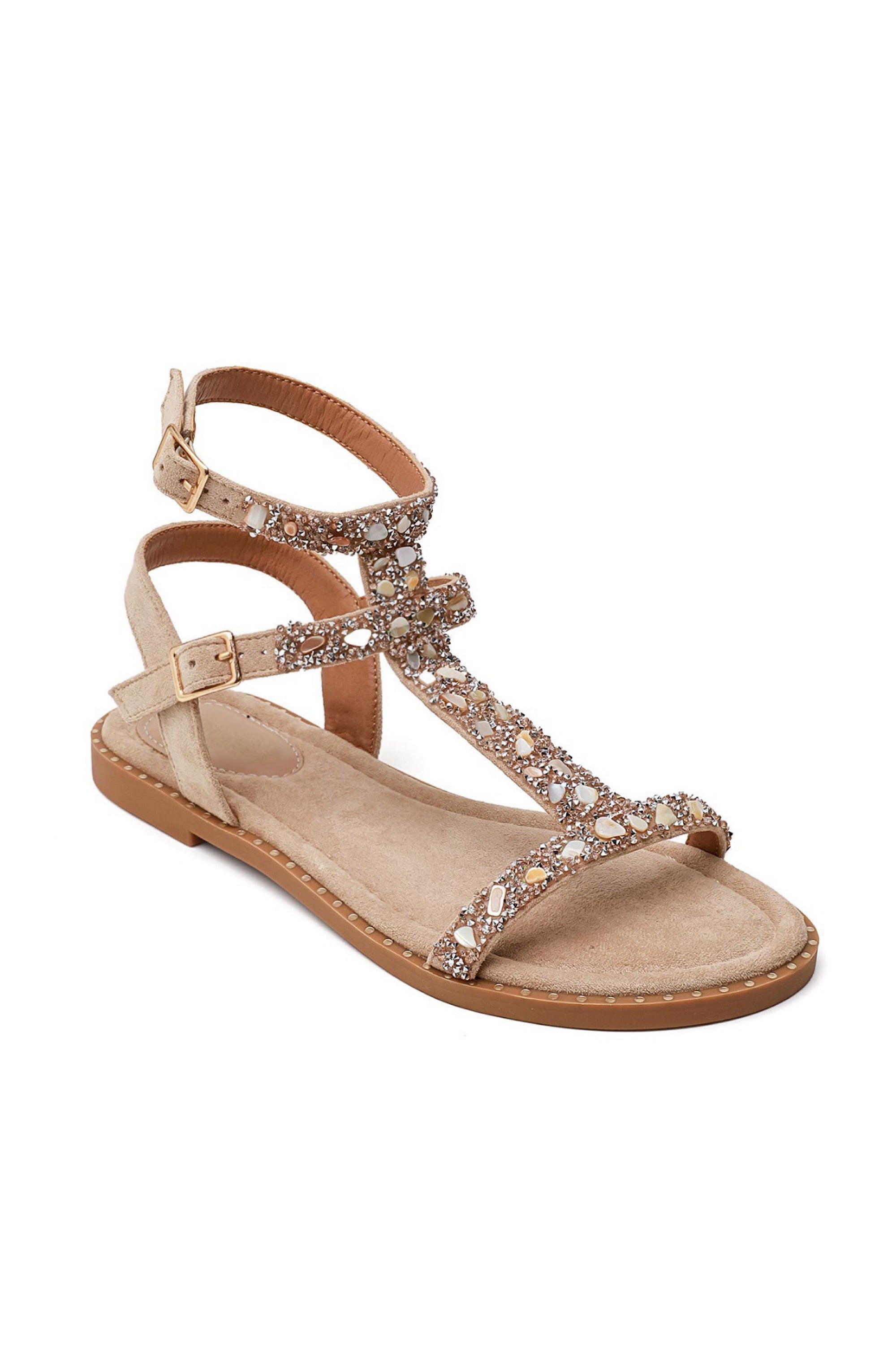 Crystal Opulent Gladiator Sandals Nude