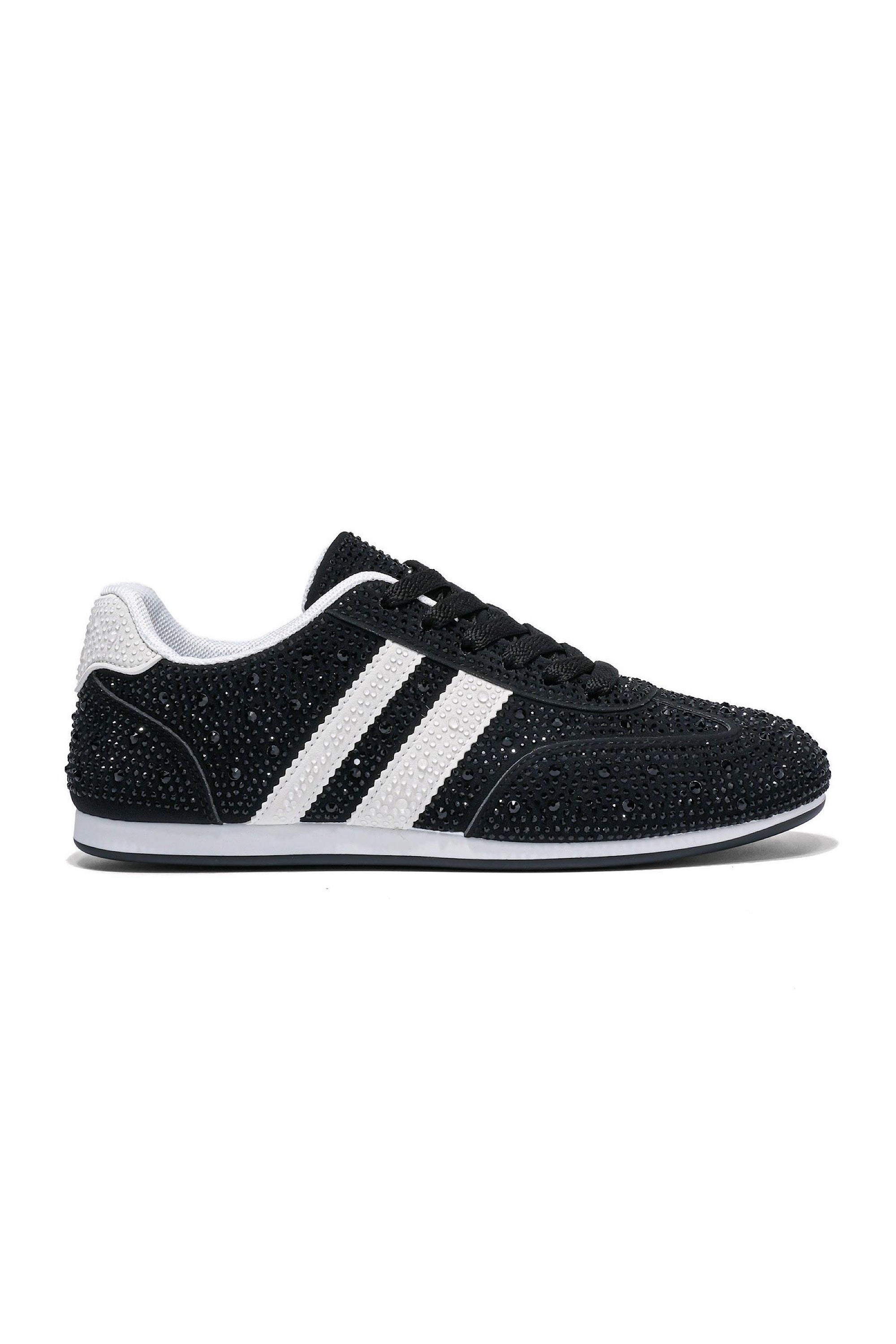 Crystal Dewdrop Lace-Up Trainers Black