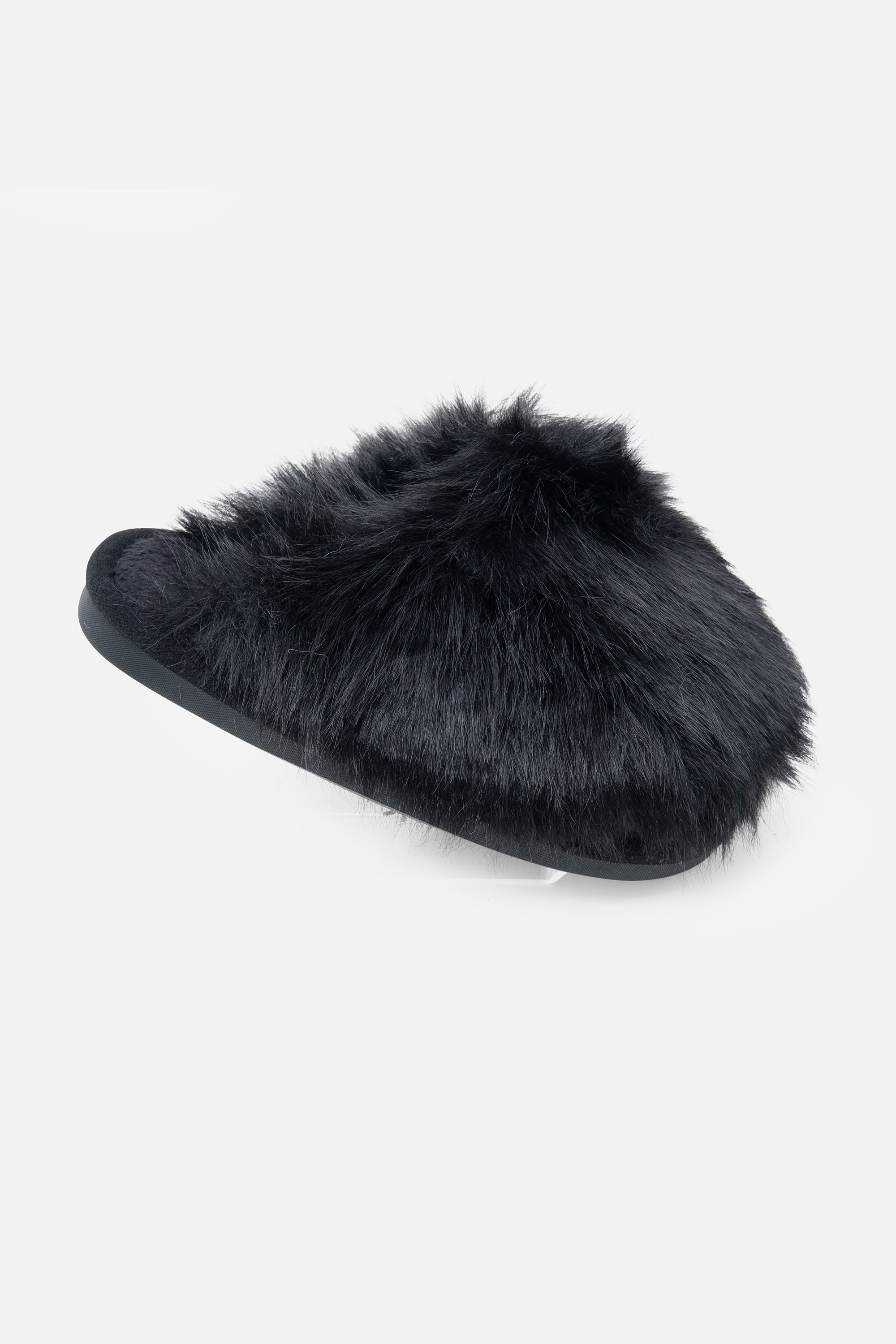 Ultimate Cosy Fluffy Slippers Black, featuring true to size