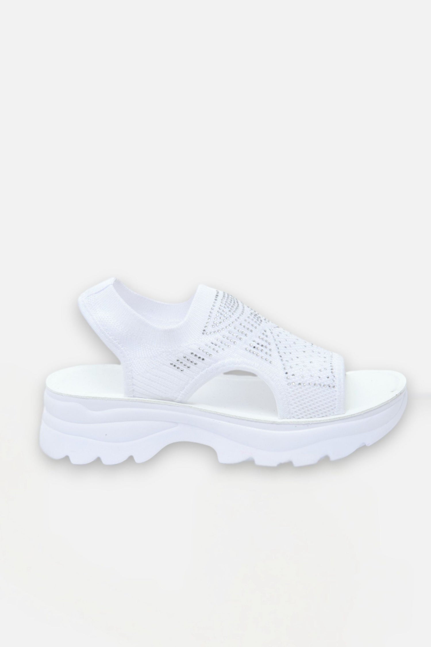 Sparkly Stretch Sock Sandals White, showcasing chunky platform sole