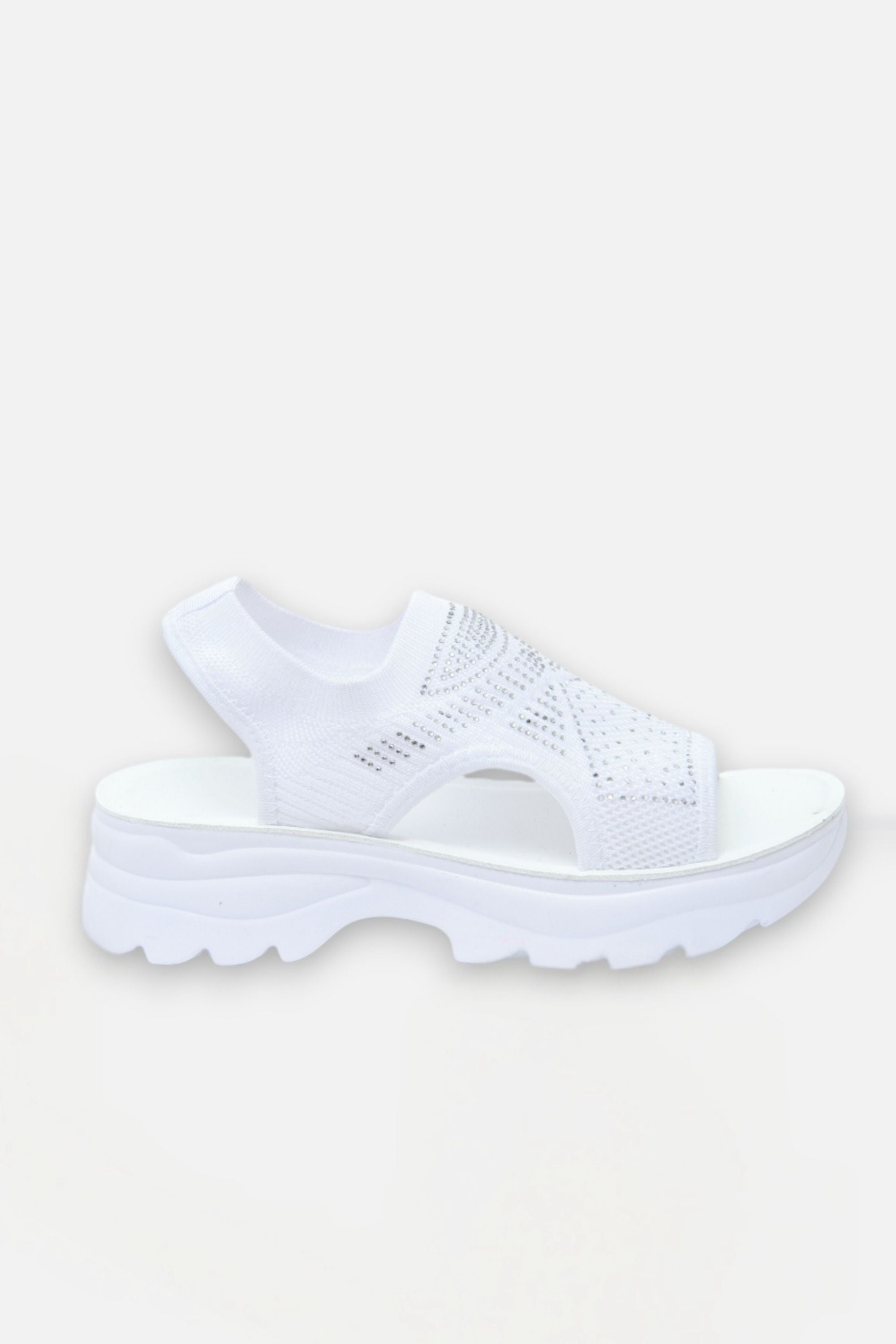 Sparkly Stretch Sock Sandals White, showcasing chunky platform sole