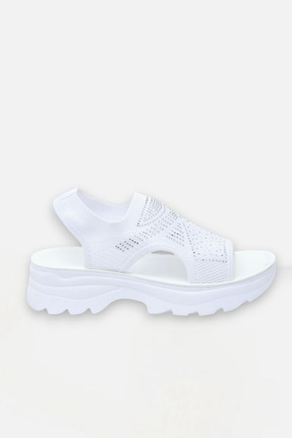 Sparkly Stretch Sock Sandals White, showcasing chunky platform sole