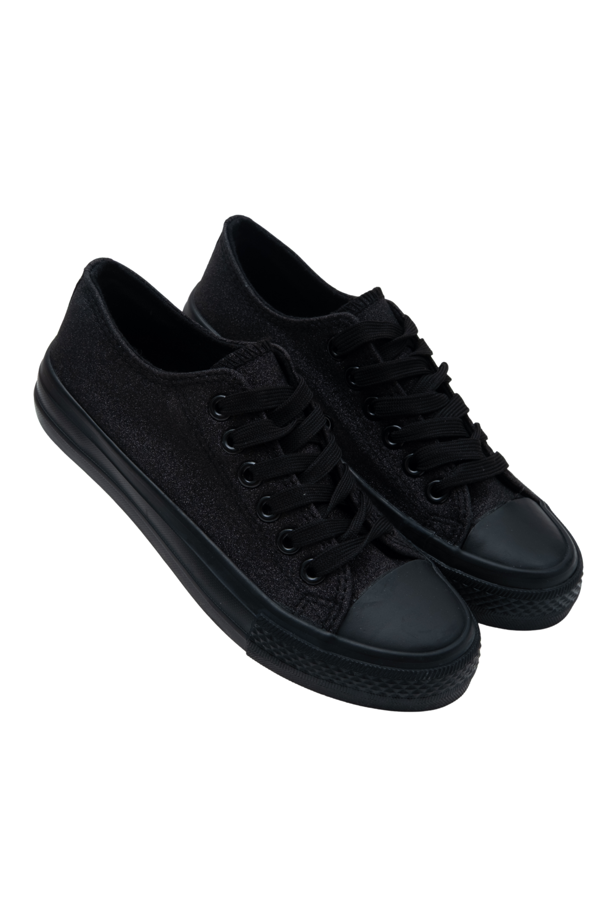 Sparkly Glitter Canvas Trainers Black, capturing glittery canvas upper