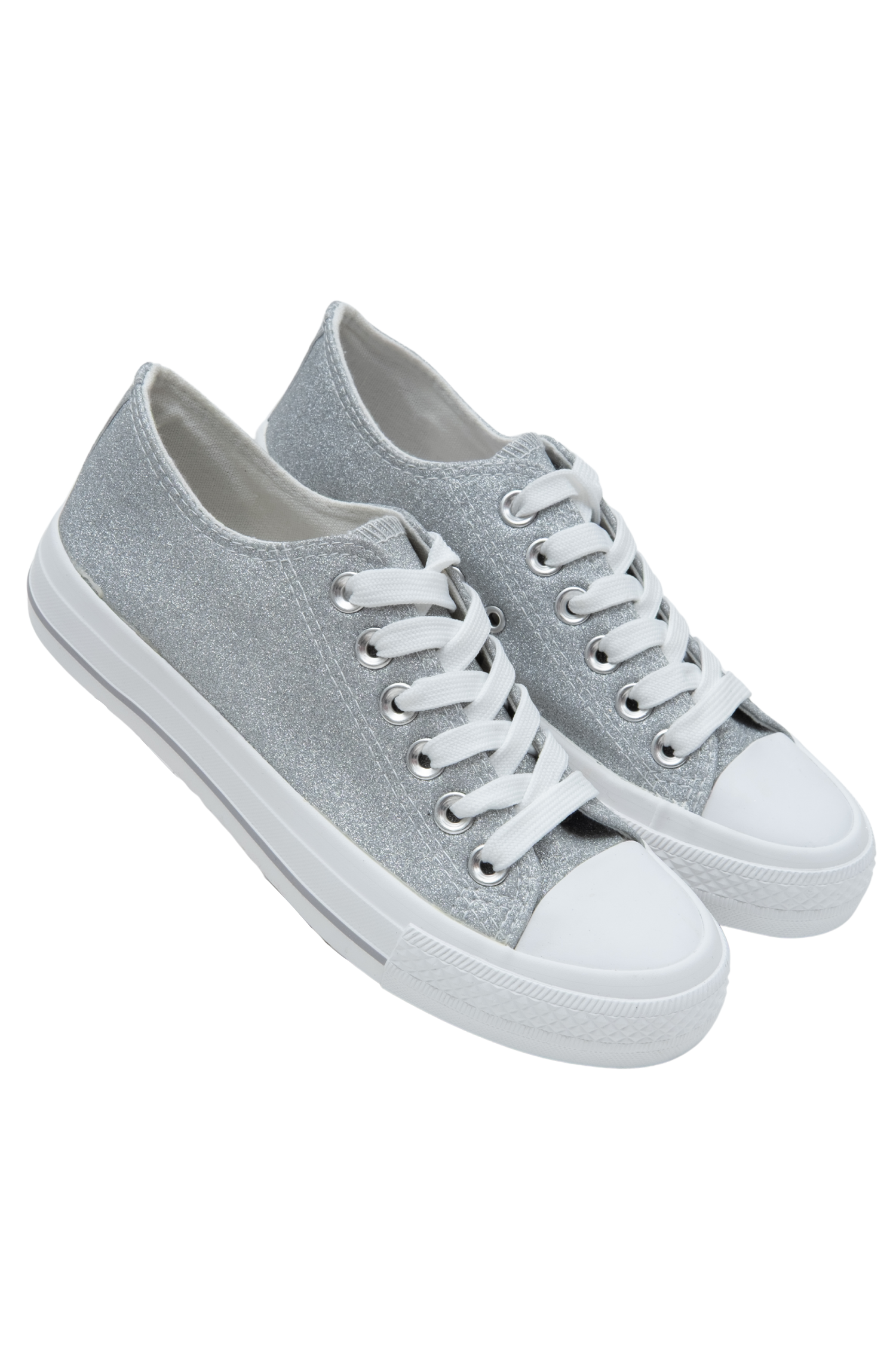 Sparkly Glitter Canvas Trainers Silver, capturing glittery canvas upper