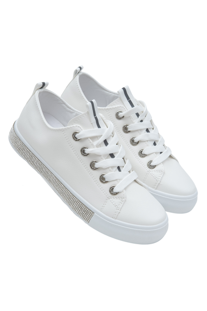 Crystal Deluxe Trim Trainers Silver, featuring removable In-Soles