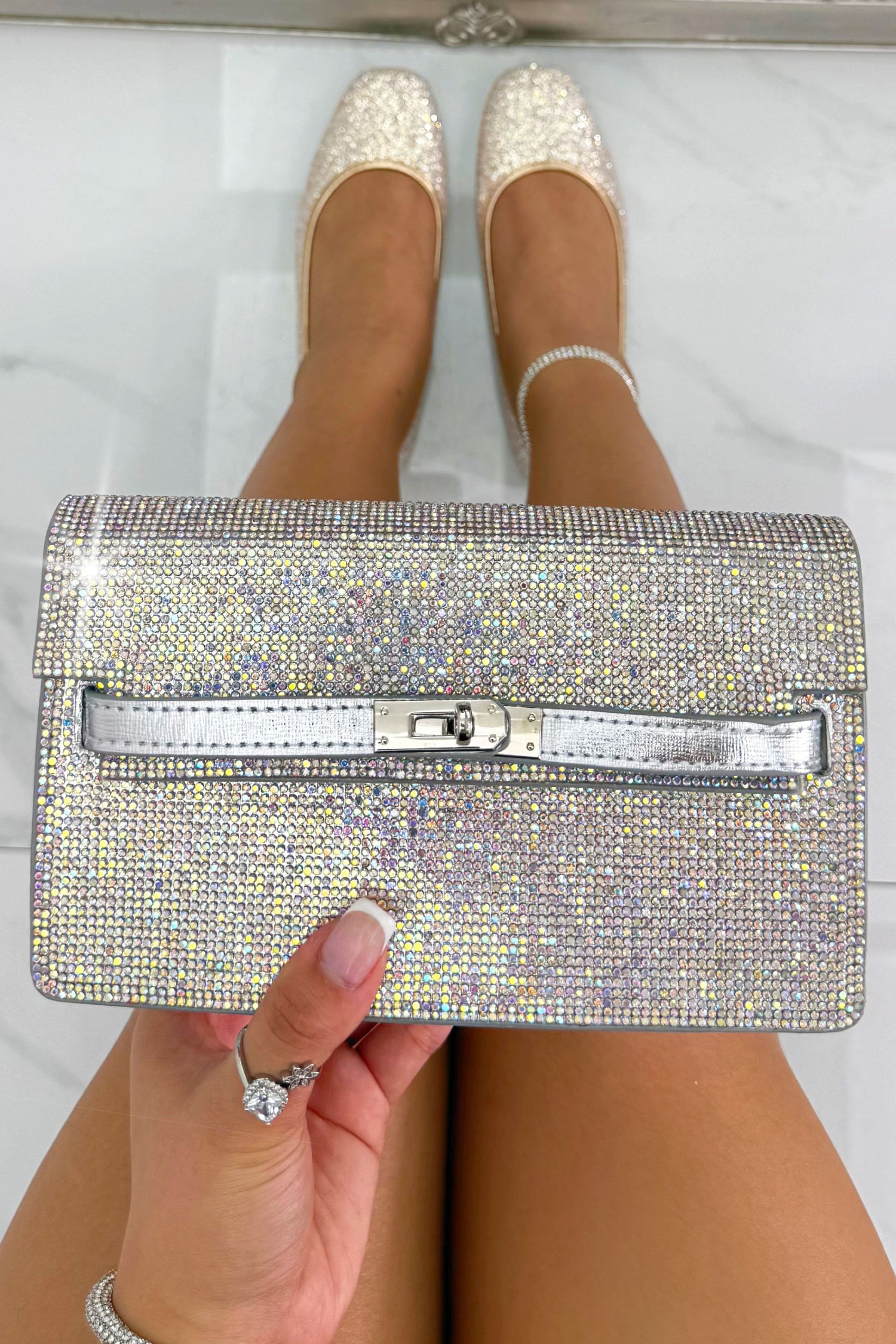 Crystal Rhinestone Chain Strap Evening Clutch Bag Multi designed with dazzling rhinestone accents for a chic statement look.