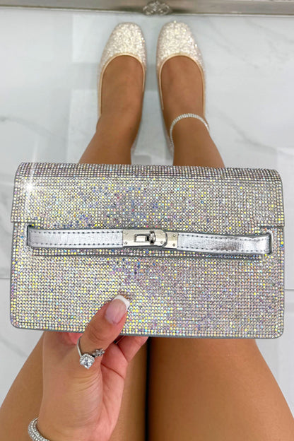 Crystal Rhinestone Chain Strap Evening Clutch Bag Multi designed with dazzling rhinestone accents for a chic statement look.
