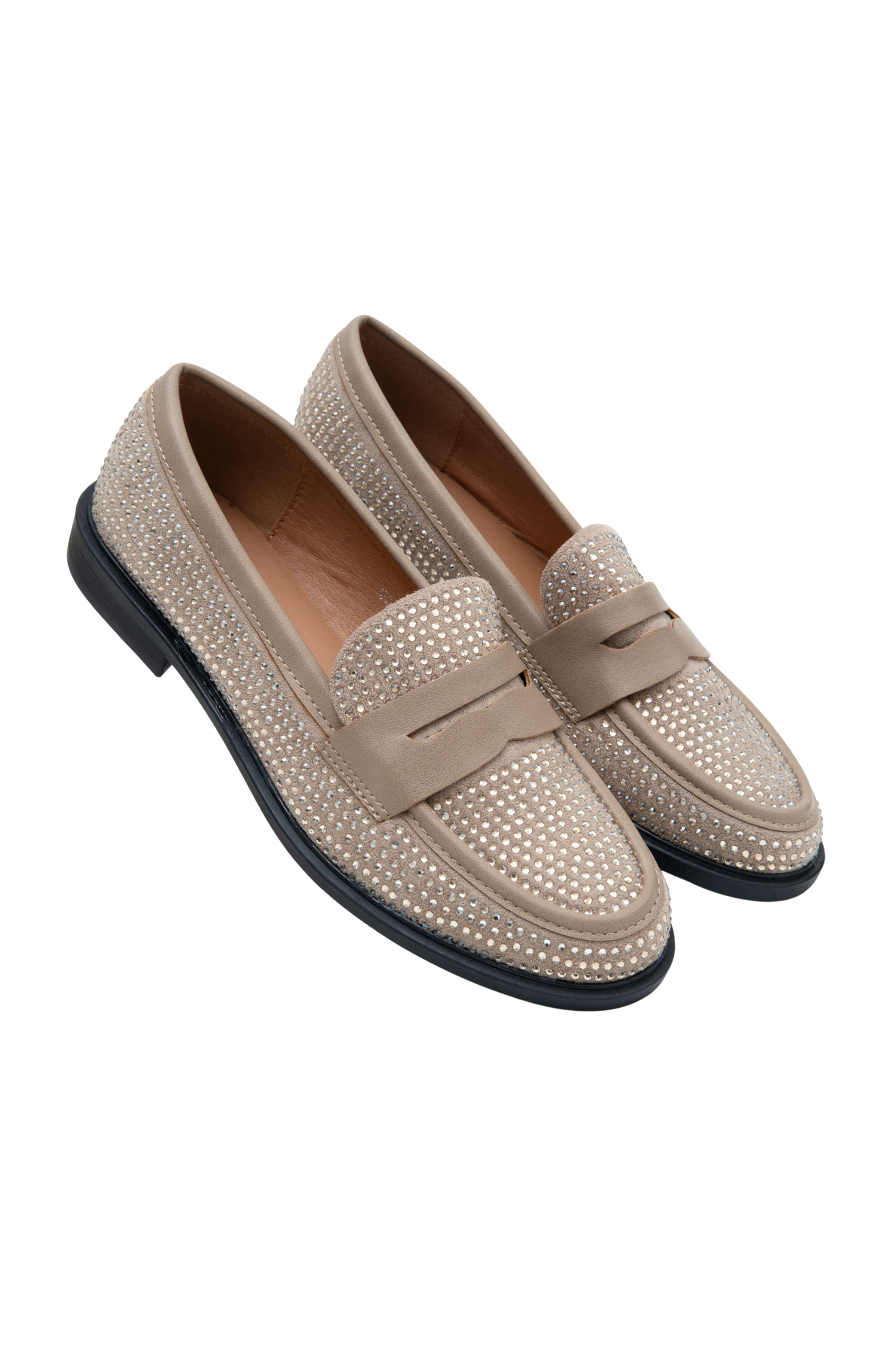 Crystal Royale Loafers Beige, featuring crystal Embellished