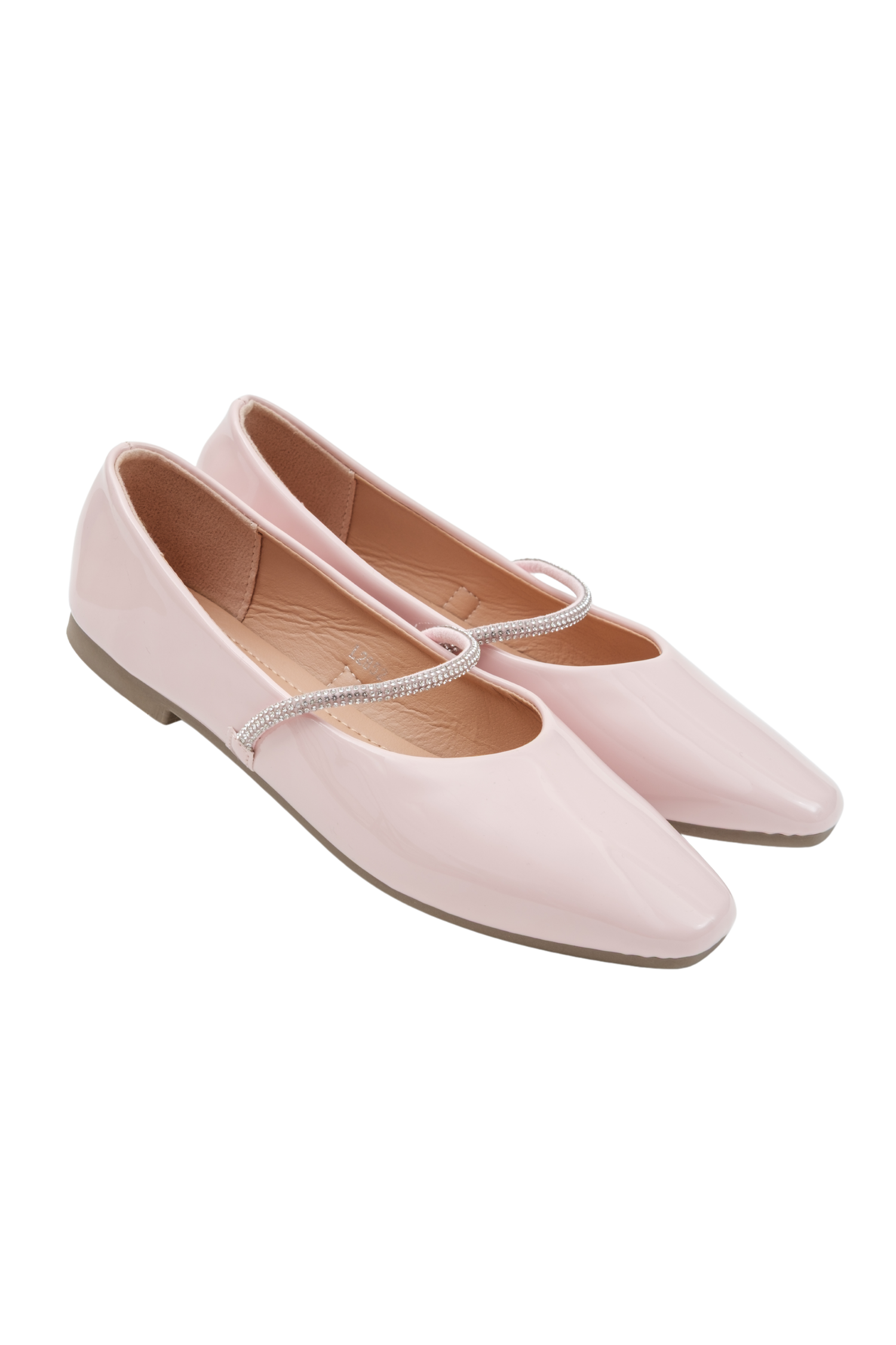 Crystal Belle Dolly Shoes Pink, featuring slip-on design with elasticated crystal strap