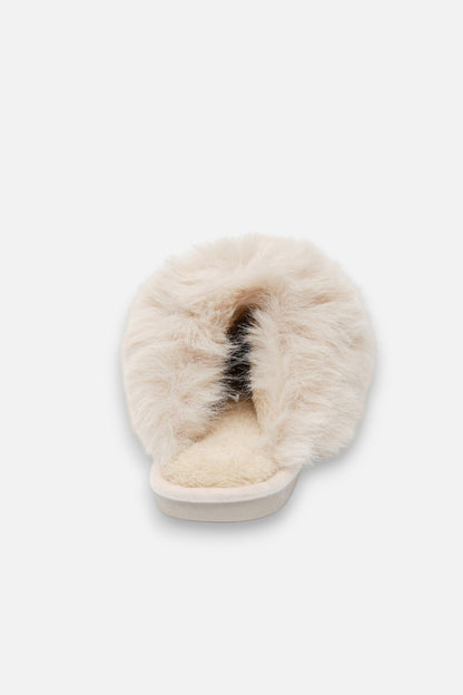 Ultimate Cosy Fluffy Slippers Cream, featuring wipe Clean