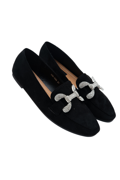 Crystal Diamond Dusk Loafers Black, featuring crystal-embellished buckle
