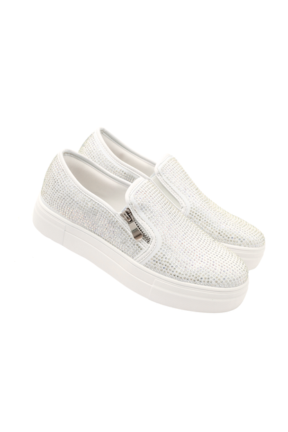 Crystal Deluxe Zip Pumps Limited Edition Trainers White, with a closer look at the design details