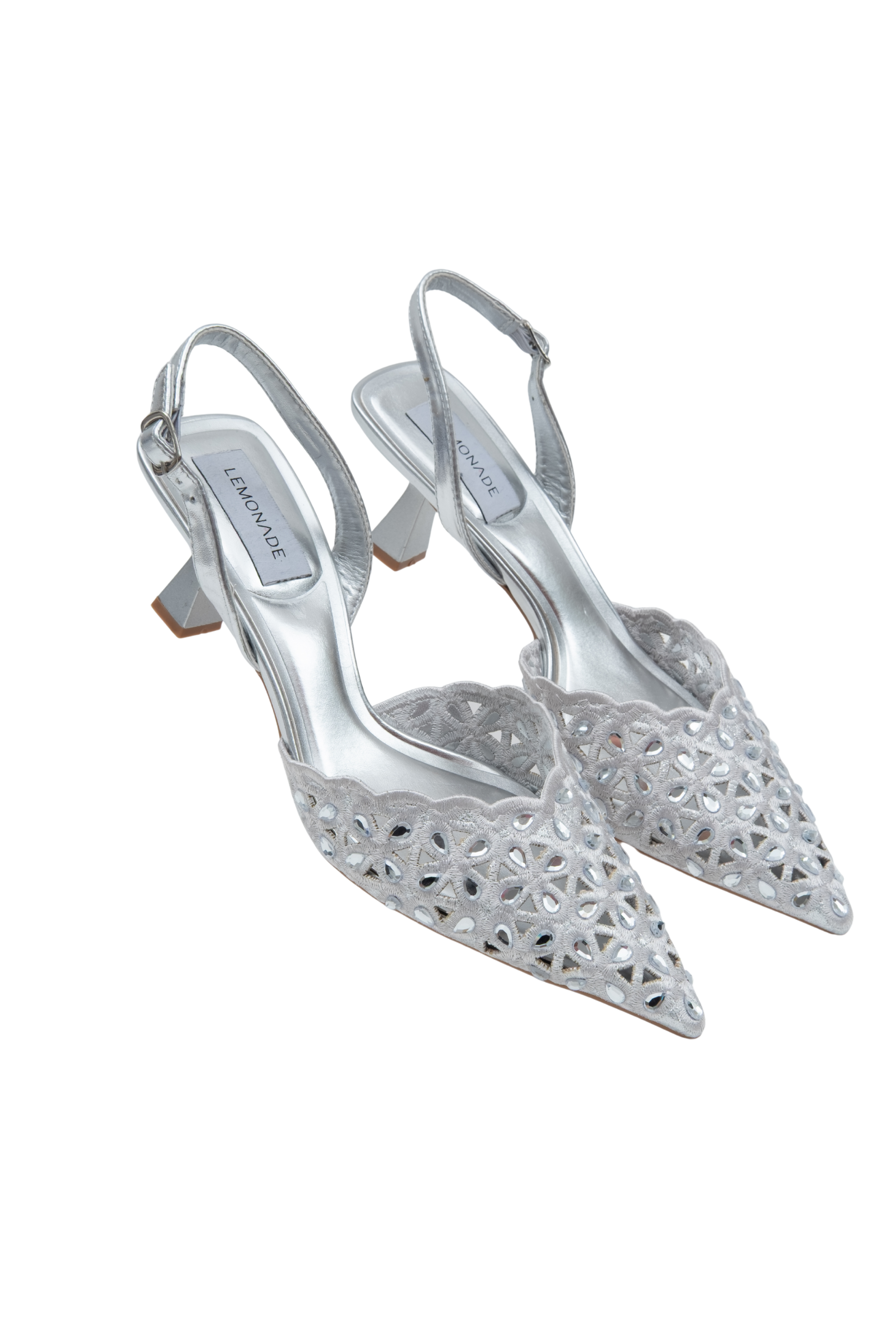 Crystal Lace Court Heels Silver, featuring key design details