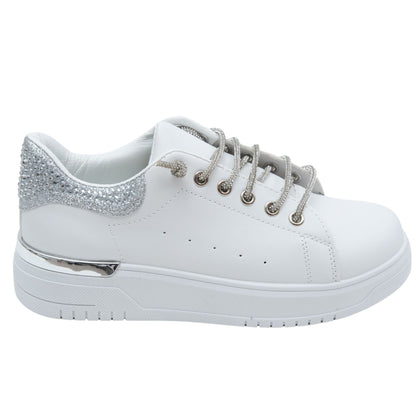 Sparkly Glitter Brilliance Trainers Silver, drawing attention to glitter Laces