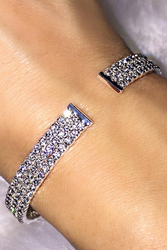 Crystal Three Row Cuff finished with crystal Embellished