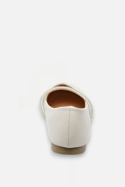 Crystal Belle Dolly Shoes Nude, featuring slip-on design with elasticated crystal strap