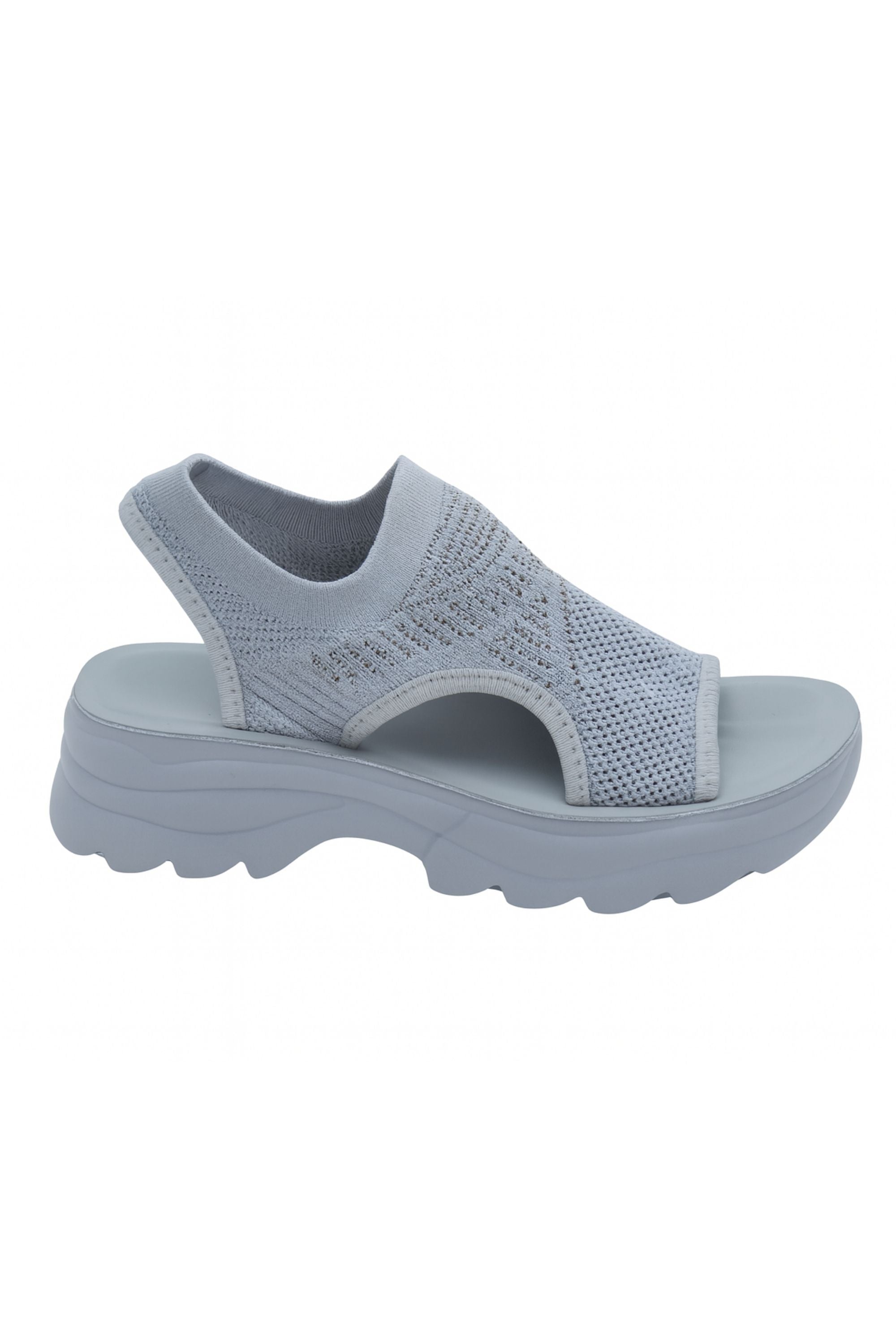 Sparkly Stretch Sock Sandals Grey, capturing chunky platform sole