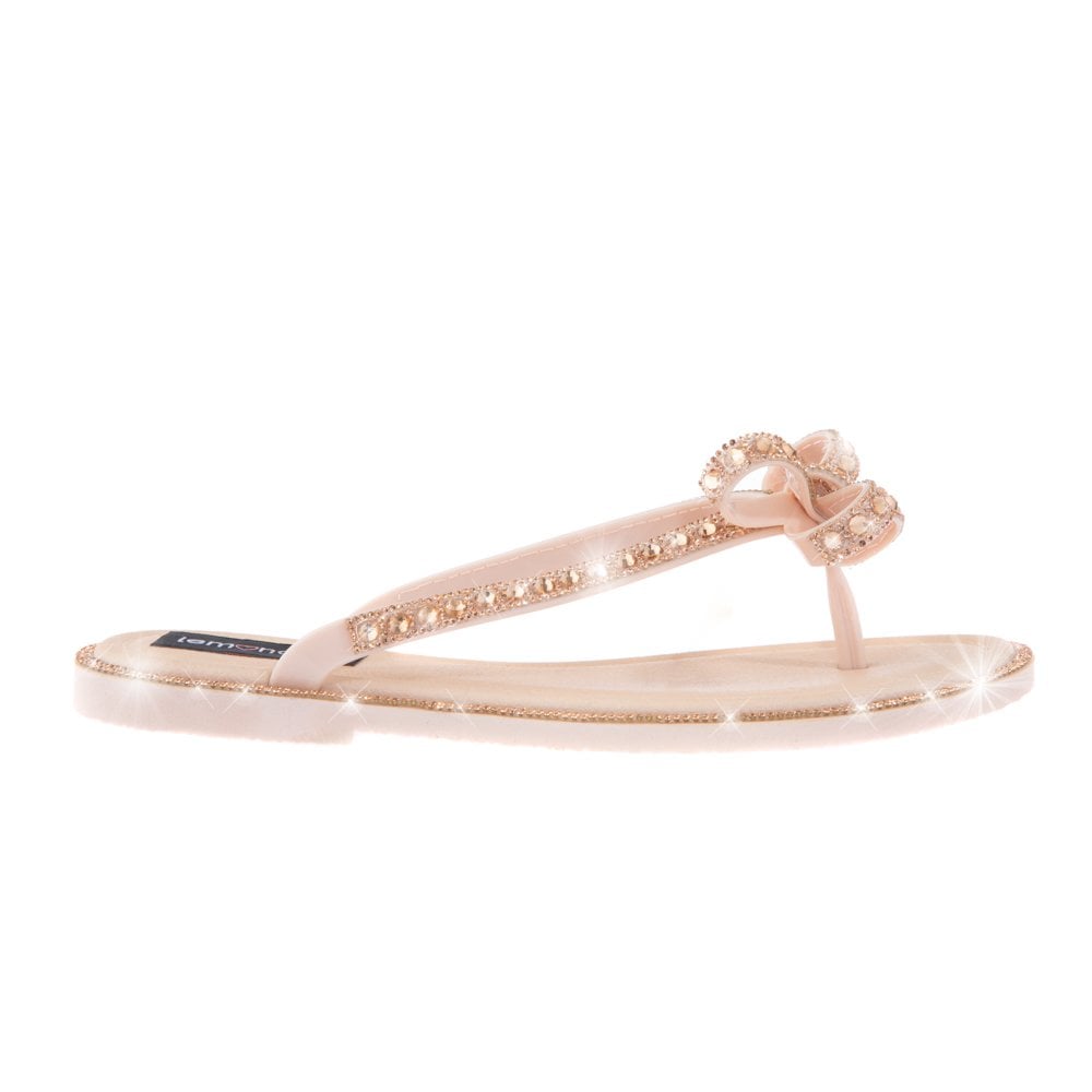 Crystal Glamour Bow Flip Flops Limited Edition Rose Gold, featuring waterproof Material