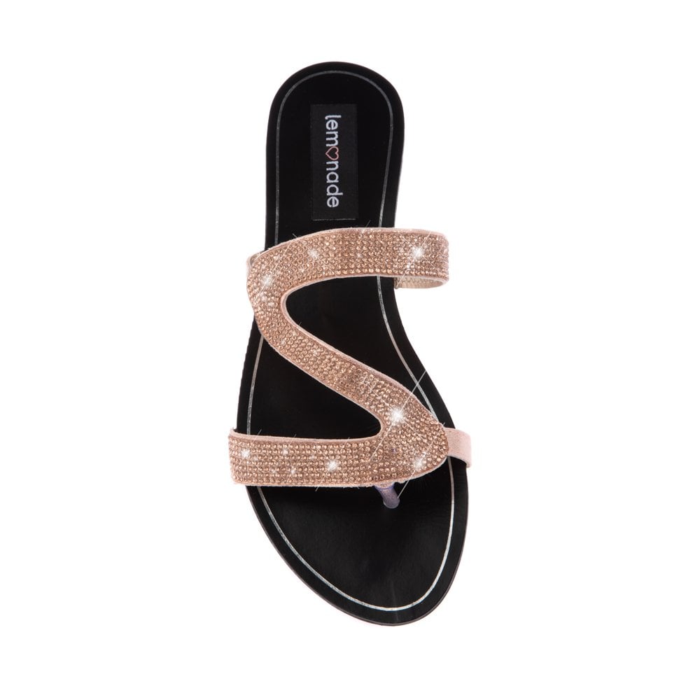Crystal Swirl Sliders Rose Gold, featuring lining: PVC