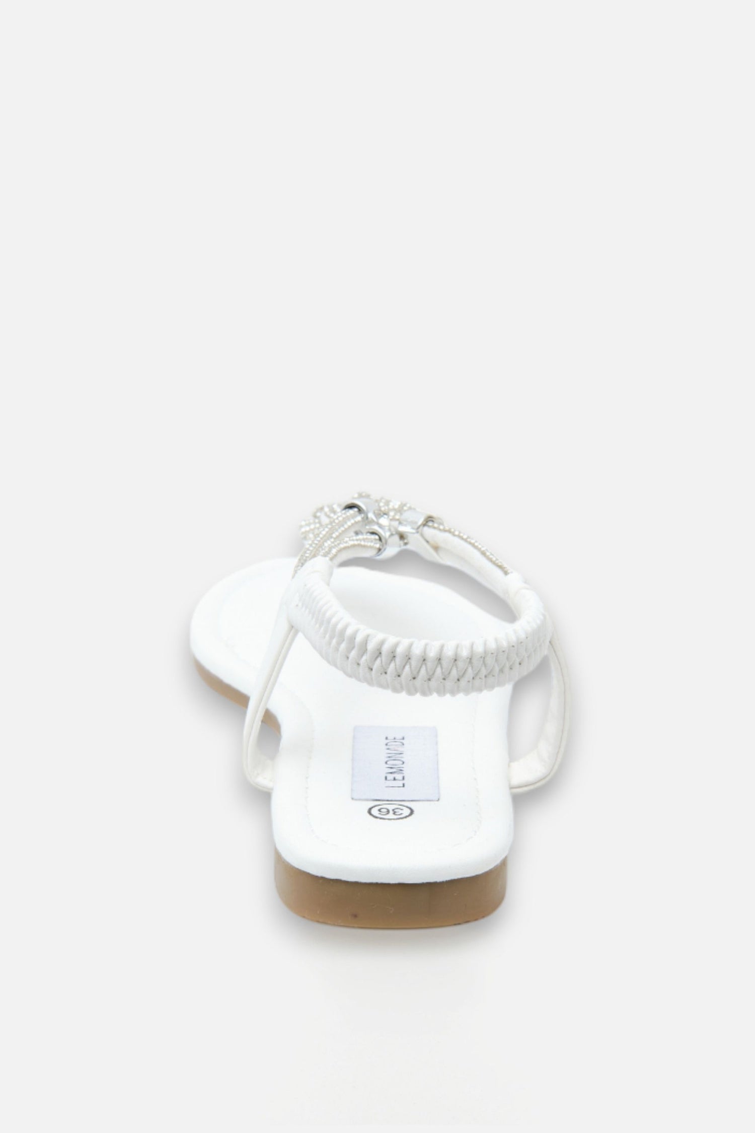 Crystal Knot Twist Sandals White, featuring encrusted in crystals