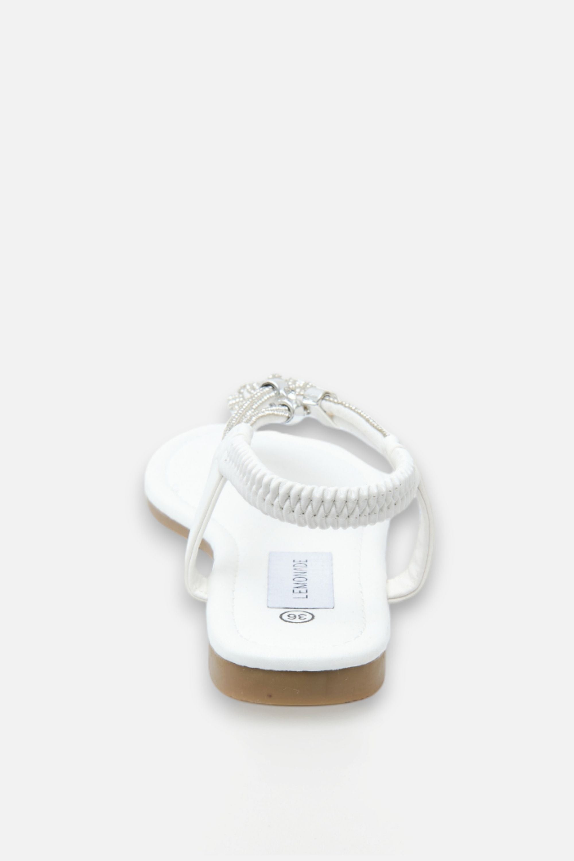 Crystal Knot Twist Sandals White, featuring encrusted in crystals