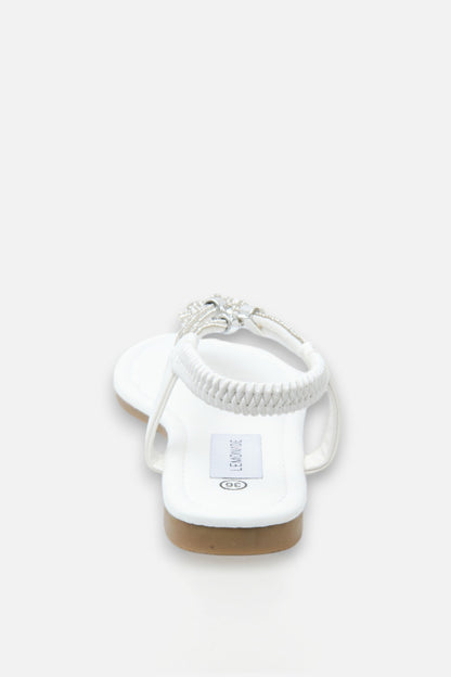 Crystal Knot Twist Sandals White, featuring encrusted in crystals