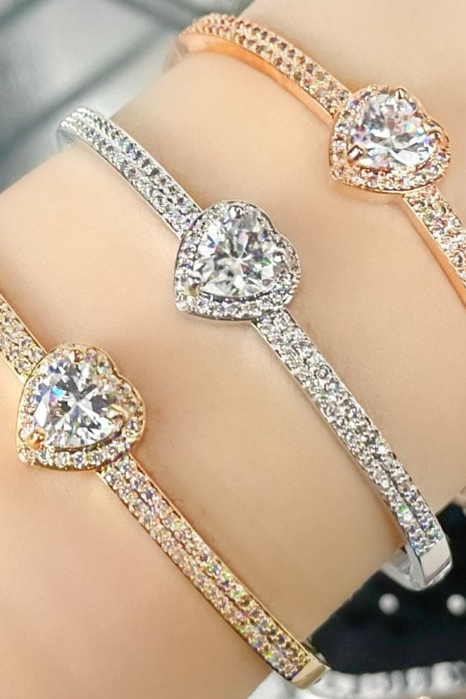 Crystal Heart Bangle Bracelet featuring heart Shaped Crystal