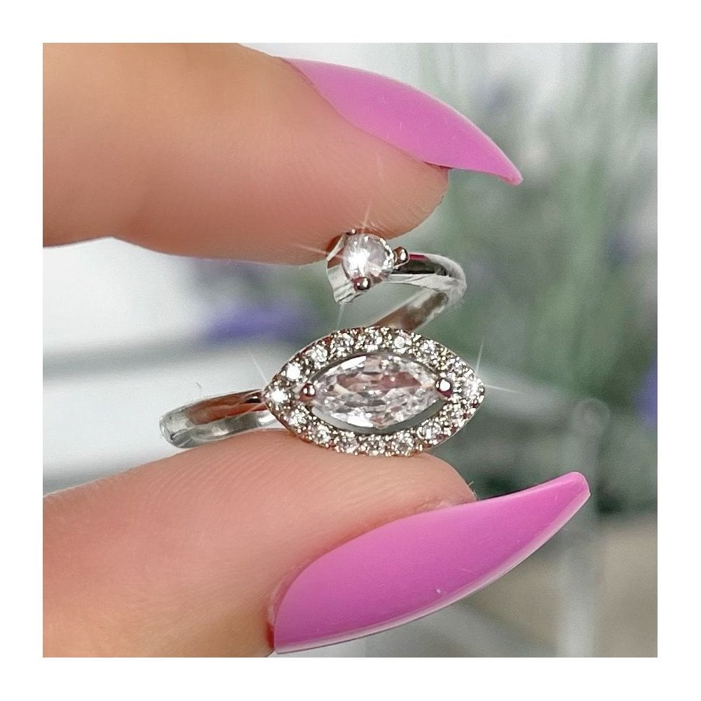 Crystal Teardrop Ring Silver designed with crystal Teardrop