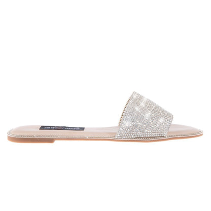 Crystal Cinderella Sliders Nude, featuring slip-On Design