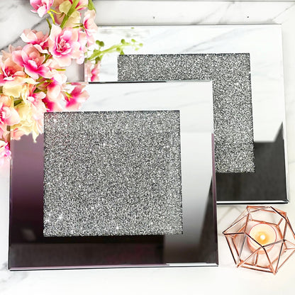 Crushed Ice Coasters Silver, featuring mirrored Edge