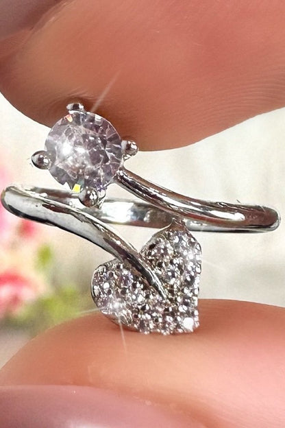 Crystal Love Struck Ring Silver featuring adjustable