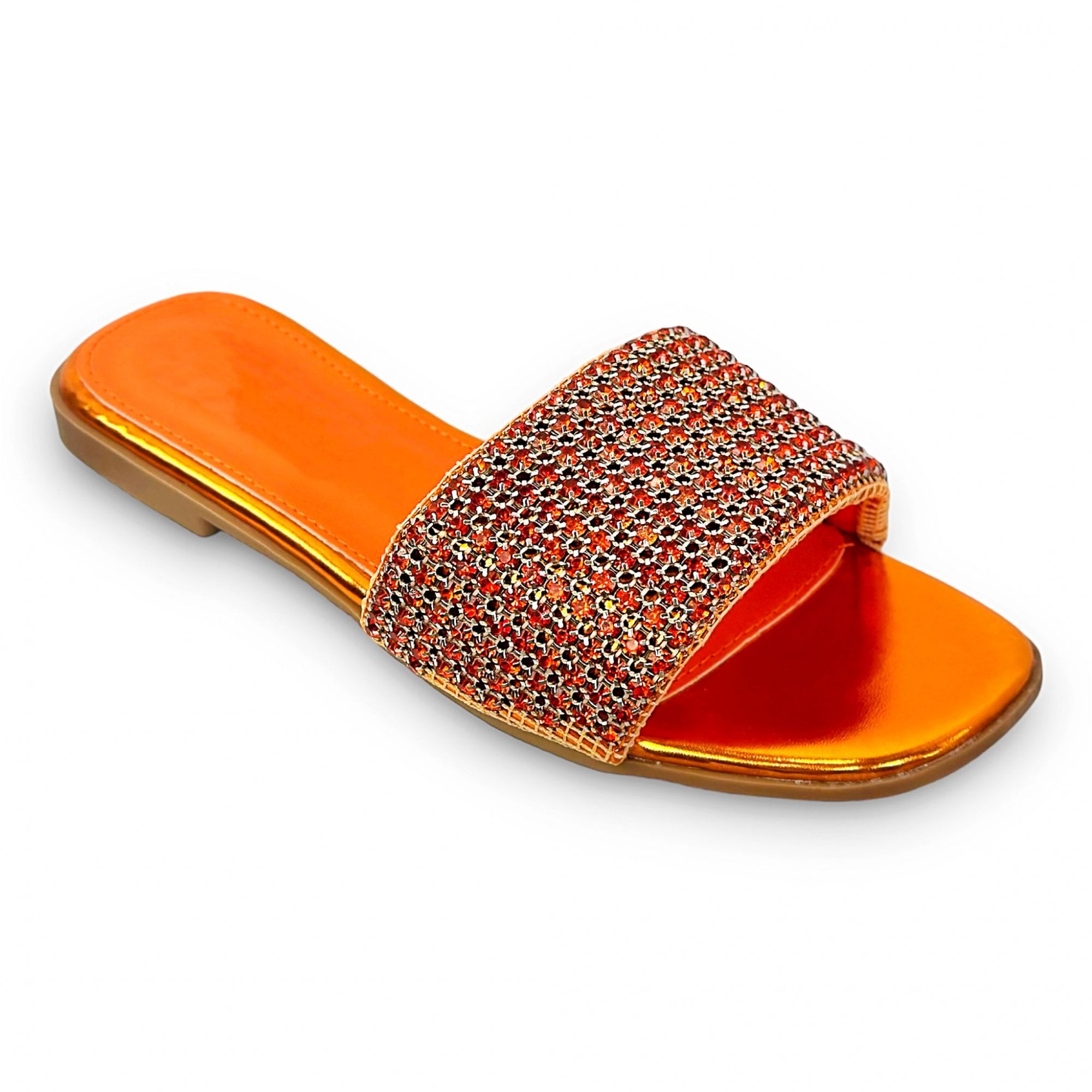 Crystal Couture Sliders Orange, focused on upper: Textile/Synthetic