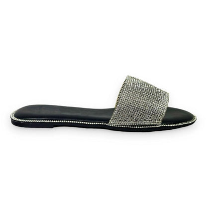 Crystal Cinderella Sliders Black, showing padded Sole