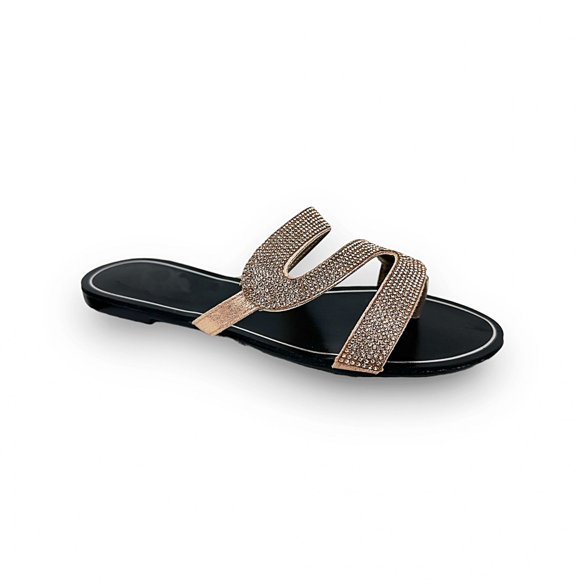 Crystal Swirl Sliders Rose Gold, capturing slip-On Design
