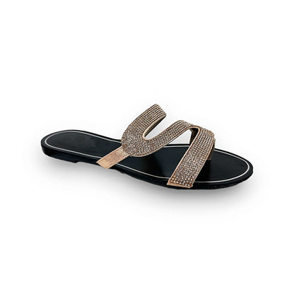 Crystal Swirl Sliders Rose Gold, capturing slip-On Design