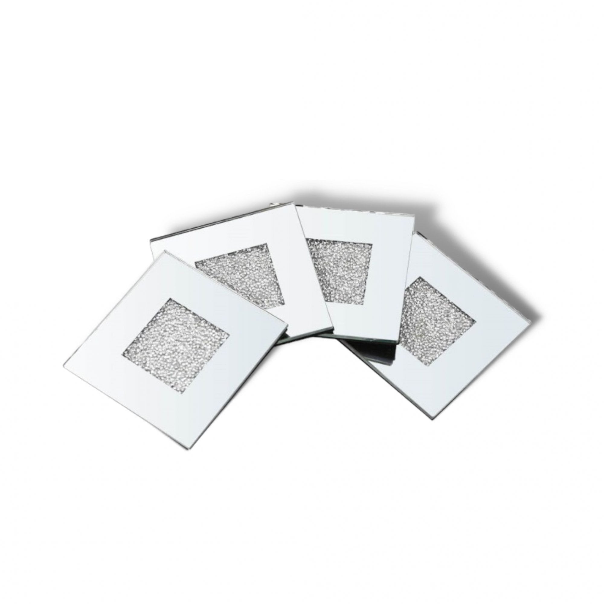 Crushed Ice Coasters Silver, featuring placemats: 30cm x 30cm