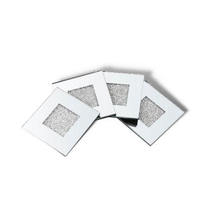 Crushed Ice Coasters Silver, featuring placemats: 30cm x 30cm
